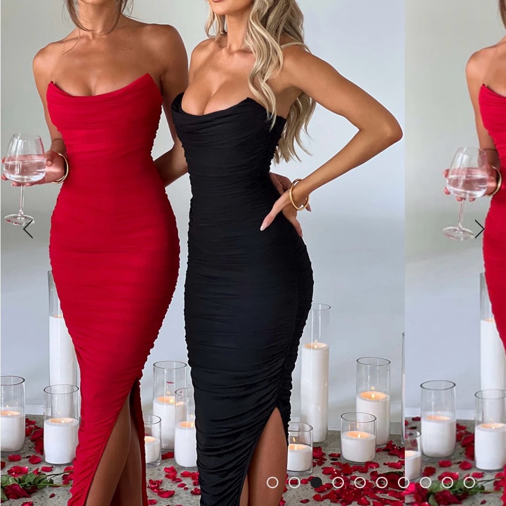 Boohoo Red Ruched Dress - Picture 3 of 3